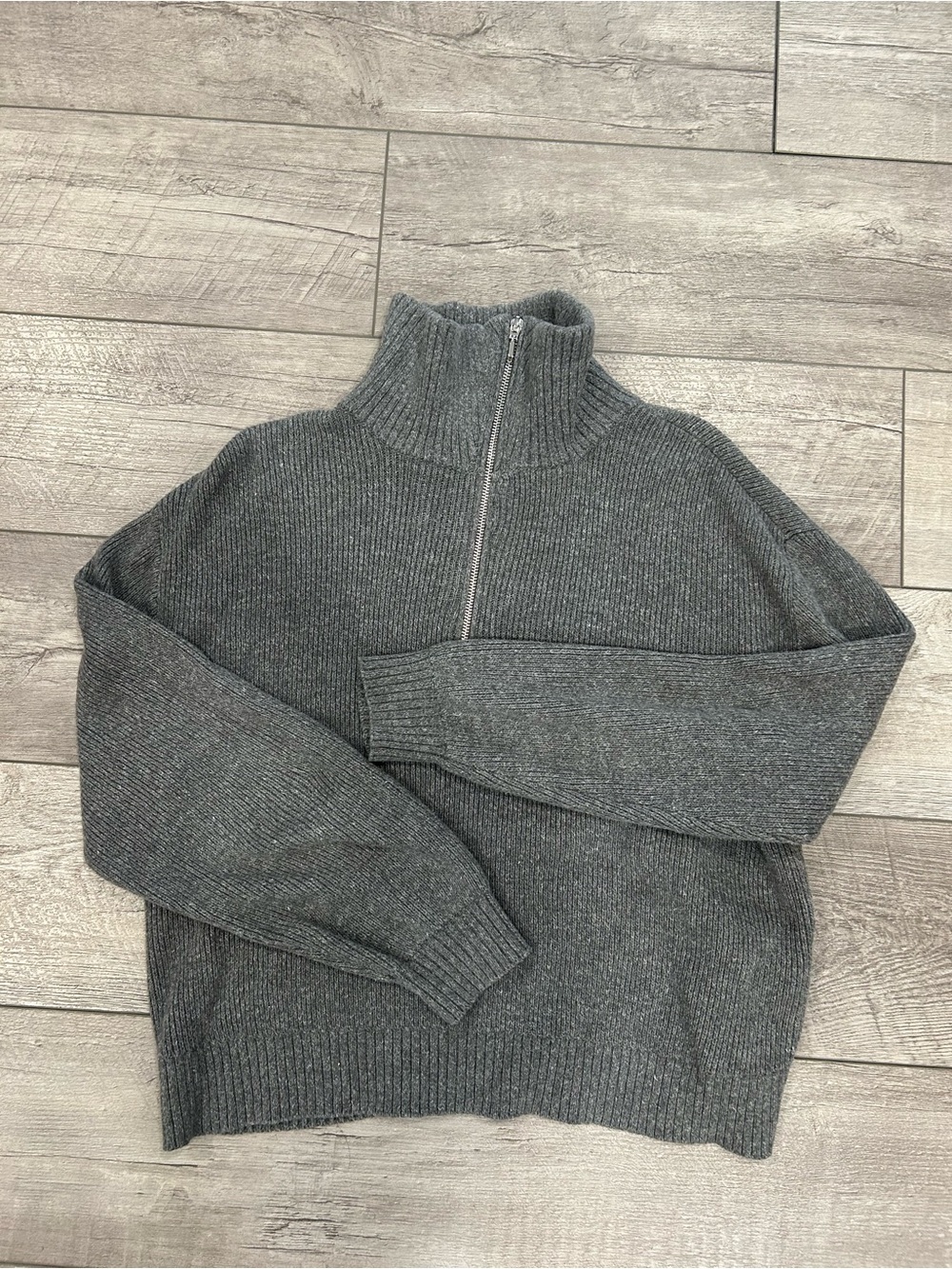 Hollister Charcoal Grey Zip Neck Sweater